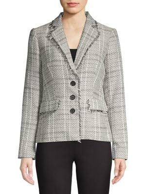 Karl Lagerfeld Paris Tweed Button-front Blazer