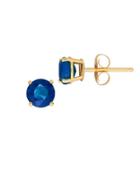 Lord & Taylor Sapphire And 14k Gold Round Stud Earrings