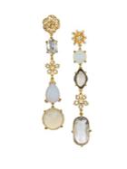 Badgley Mischka White Opal And Swarovski Crystal Linear Drop Earrings