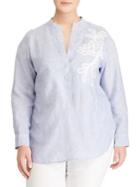 Lauren Ralph Lauren Plus Embroidered Linen Top