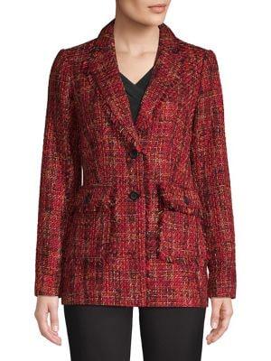 Karl Lagerfeld Paris Fringe Tweed Jacket