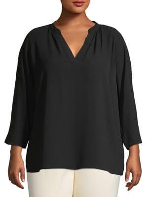 Michael Michael Kors Plus Wide-sleeve Splitneck Top