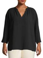 Michael Michael Kors Plus Wide-sleeve Splitneck Top