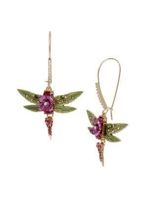 Betsey Johnson Dragonfly Long Drop Earrings