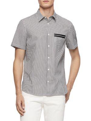 Calvin Klein Pinstriped Short-sleeve Button-down Shirt