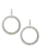Design Lab Silvertone And Glass Stone Pave Hoop Earrings