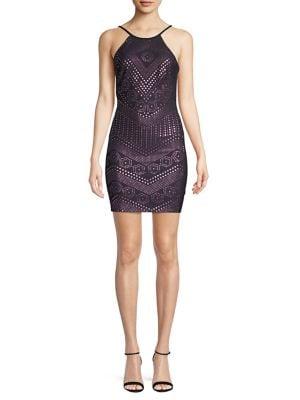 Jump Abstract-dot Halter Mini Dress