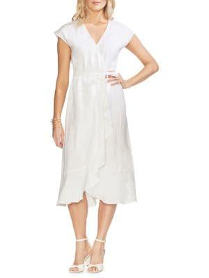 Vince Camuto Oasis Bloom Linen Faux-wrap Dress