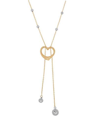 Lord & Taylor 14kb Pdc Yellow And White Gold Faceted Heart Pendant Lariat Necklace