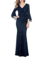 Decode 1.8 V-neck Bell-sleeve Lace Trumpet Gown