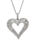 Lord & Taylor Diamond And 14k White Gold Heart Pendant Necklace, 0.50 Tcw