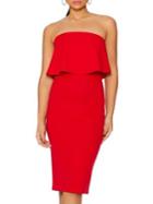 Quiz Strapless Frill Midi Dress