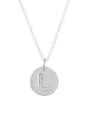Lord & Taylor 14k White Gold L Round Pendant Necklace