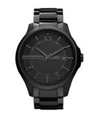 Armani Exchange Mens Black Stainless Steel Quartz Watch