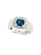 Effy Gento London Blue Sapphire, White Sapphire, 14k Yellow Gold And Sterling Silver Ring
