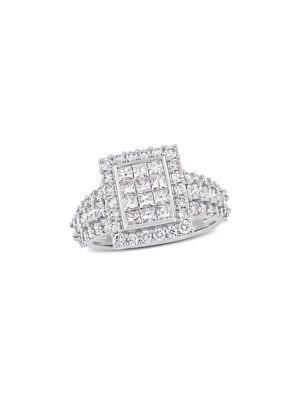 Sonatina Diamond Bridal 14k White Gold Diamond Cluster Square Engagement Ring