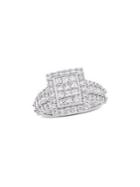 Sonatina Diamond Bridal 14k White Gold Diamond Cluster Square Engagement Ring