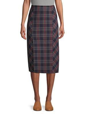 Free People Plaid Midi Skirt