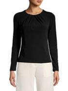 Eliza J Ruched Neck Long Sleeve Top