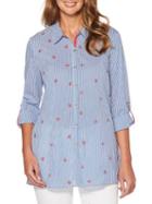 Rafaella Embroidered Striped Shirt