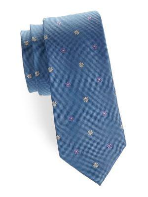 Black Brown Neat Floral Silk Tie