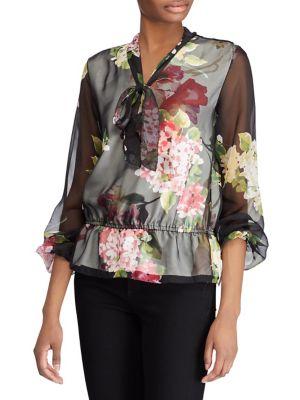 Lauren Ralph Lauren Georgette Tie-neck Top