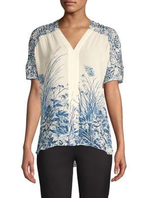 Elie Tahari Tiffany Printed Silk Blouse