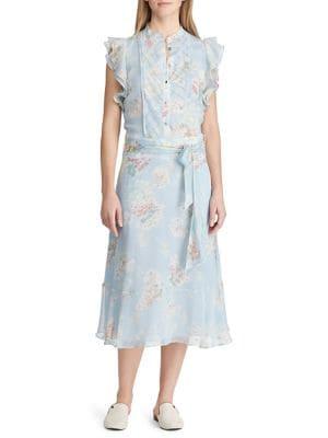 Lauren Ralph Lauren Floral Belted Georgette Shift Dress