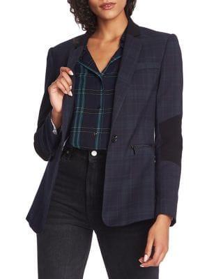 1.state Plaid-print Notch Lapel Blazer