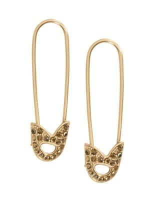 Lucky Brand Goldtone Pave Safety Pin Earrings