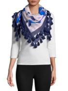 Kate Spade New York Hibiscus Square Scarf With Tassels