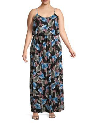 Lori Michaels Plus Printed Scoopneck Maxi Dress