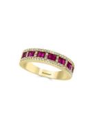 Effy Amore Diamond, Natural Ruby And 14k Yellow Gold Ring