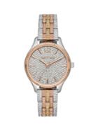 Michael Kors Lexington Three-hand Pave Crystal Tri-tone Stainless Steel Watch