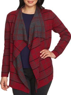 Chaus Plaid Open Cardigan