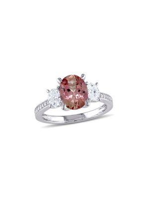 Sonatina 14k White Gold, Pink Tourmaline And Diamond Engagement Ring