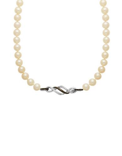 Lord & Taylor Pearl And Diamond Sterling Silver Necklace