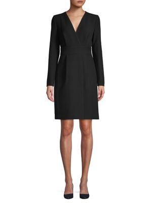 Donna Karan Long Sleeve Faux Wrap Dress