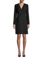 Donna Karan Long Sleeve Faux Wrap Dress