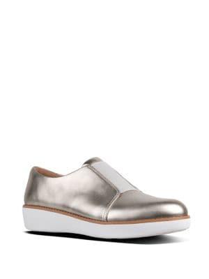 Fitflop Laceless Metallic Leather Derby Sneakers