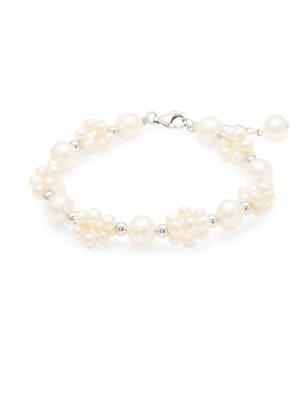 Lord & Taylor Lali 925 Sterling Silver, 4-8mm White Pearl Bracelet