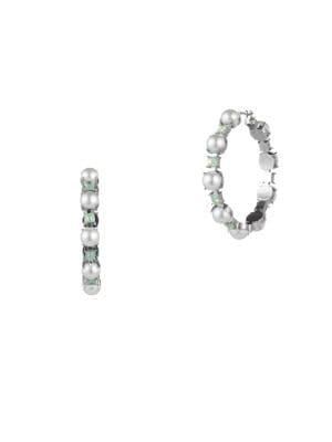 Carolee Marlene Faux Pearl And Crystal Hoop Earrings