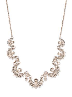 Marchesa 2mm-4mm Faux Pearl And Crystal Frontal Necklace