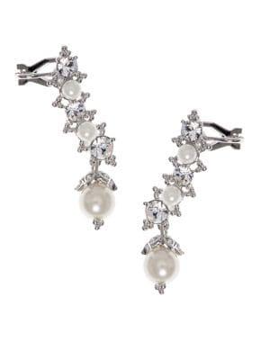 Marchesa Faux Pearl & Crystal Crawler Earrings