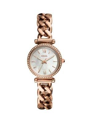Fossil Carlie Mini Rose Goldtone Stainless Steel & Crystal Bracelet Watch