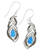 Lord & Taylor Sterling Silver And Faux Opal Feather Drop Earrings