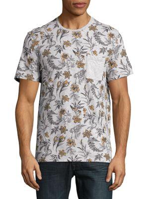 Black Brown Floral-print Cotton Tee