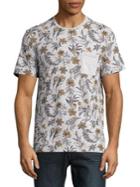 Black Brown Floral-print Cotton Tee