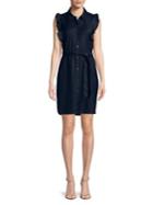 T Tahari Abba Ruffle Button Front Dress