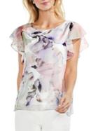 Vince Camuto Floral Ruffle Sleeve Blouse